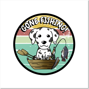 Cute dalmatian dog has gone fishing Posters and Art